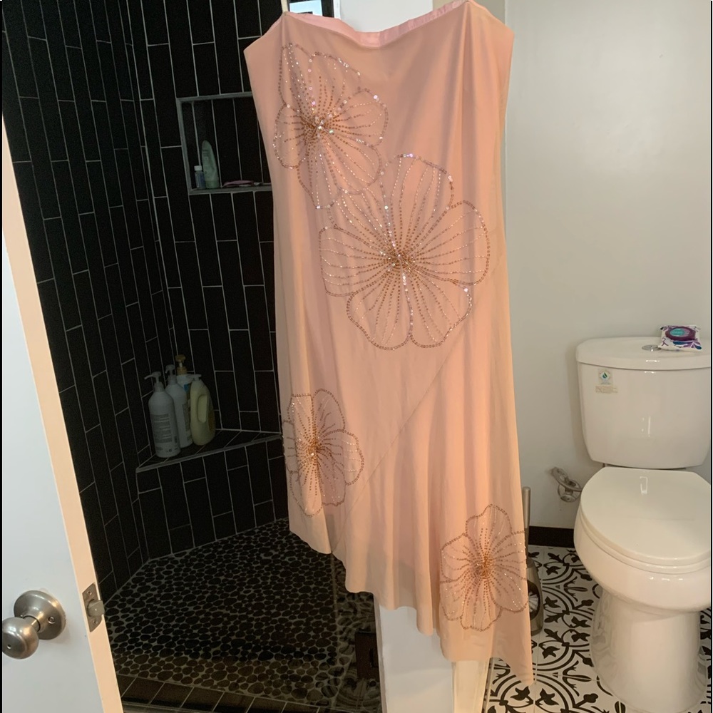Strapless rose pink dress